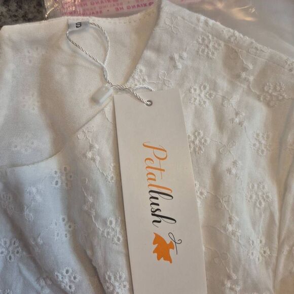 Petallush Women's White Cotton Allover Lace Lined Dress NEW - Picture 13 of 13